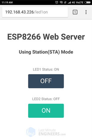 Управление светодиодами через веб-страницу ESP8266 NodeMCU в режиме станции