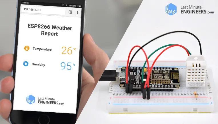 Подключение DHT11 DHT22 AM2302 к ESP8266 NodeMCU и отображение значений на веб-сервере
