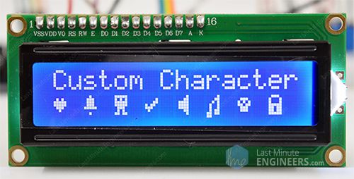 Результат программы генерации пользовательских символов на LCD 16x2 с Arduino