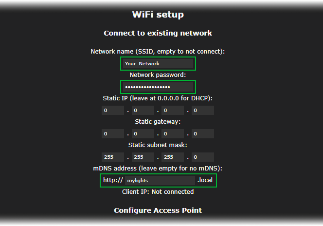 Обновленные настройки WiFi в WLED