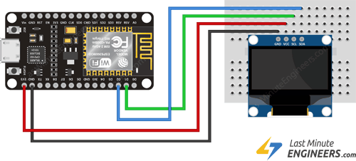 Схема подключения OLED-дисплея к ESP8266 NodeMCU