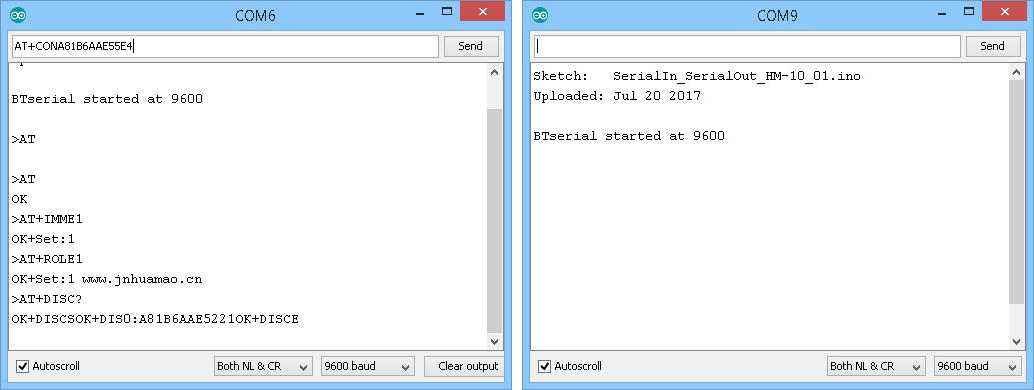 Команда подключения AT+CON