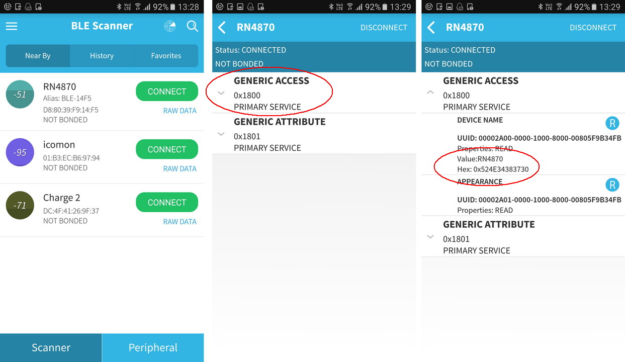Экраны BLE Scanner