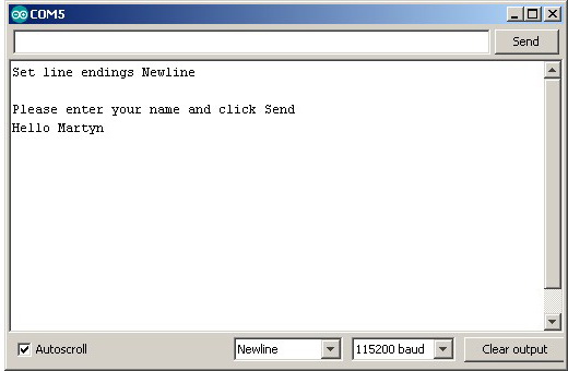 Монитор порта — вывод приветствия