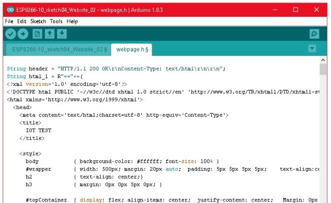 Скетч с вкладками