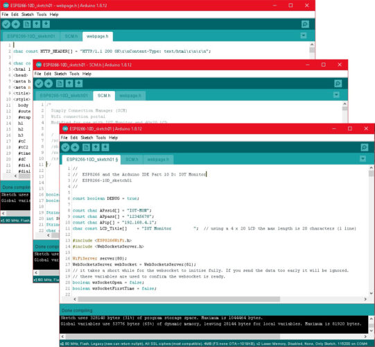Arduino IDE с тремя вкладками