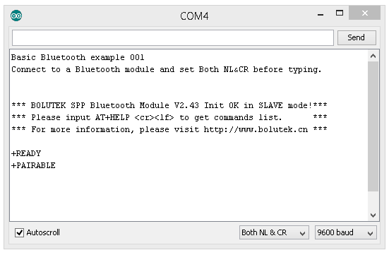 Стартовое сообщение HC-05 FC-114