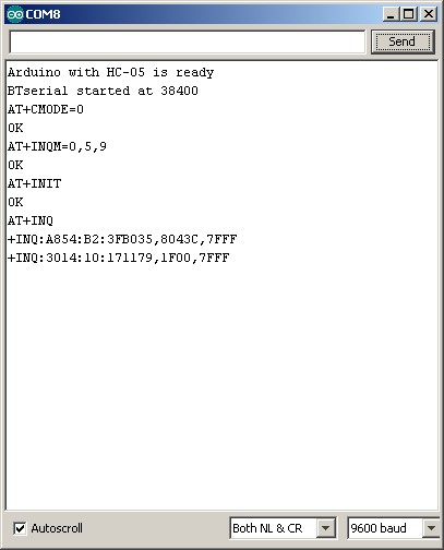 AT+CMODE, AT+INQM, AT+INIT, AT+INQ