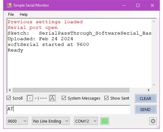 Отправка команды AT