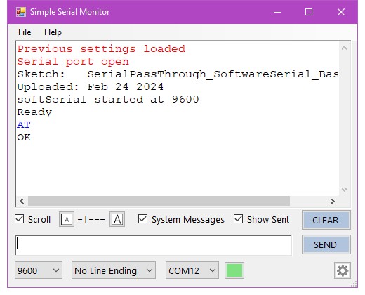 Ответ OK на команду AT
