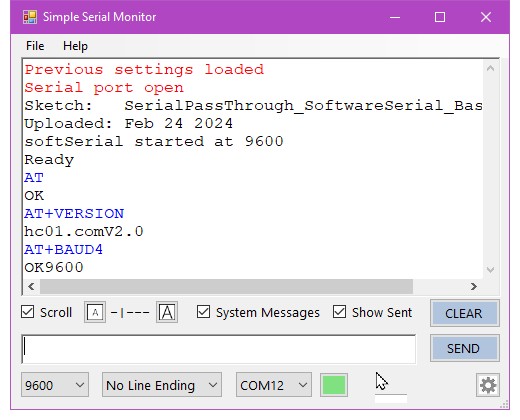 Ответ на AT+BAUD