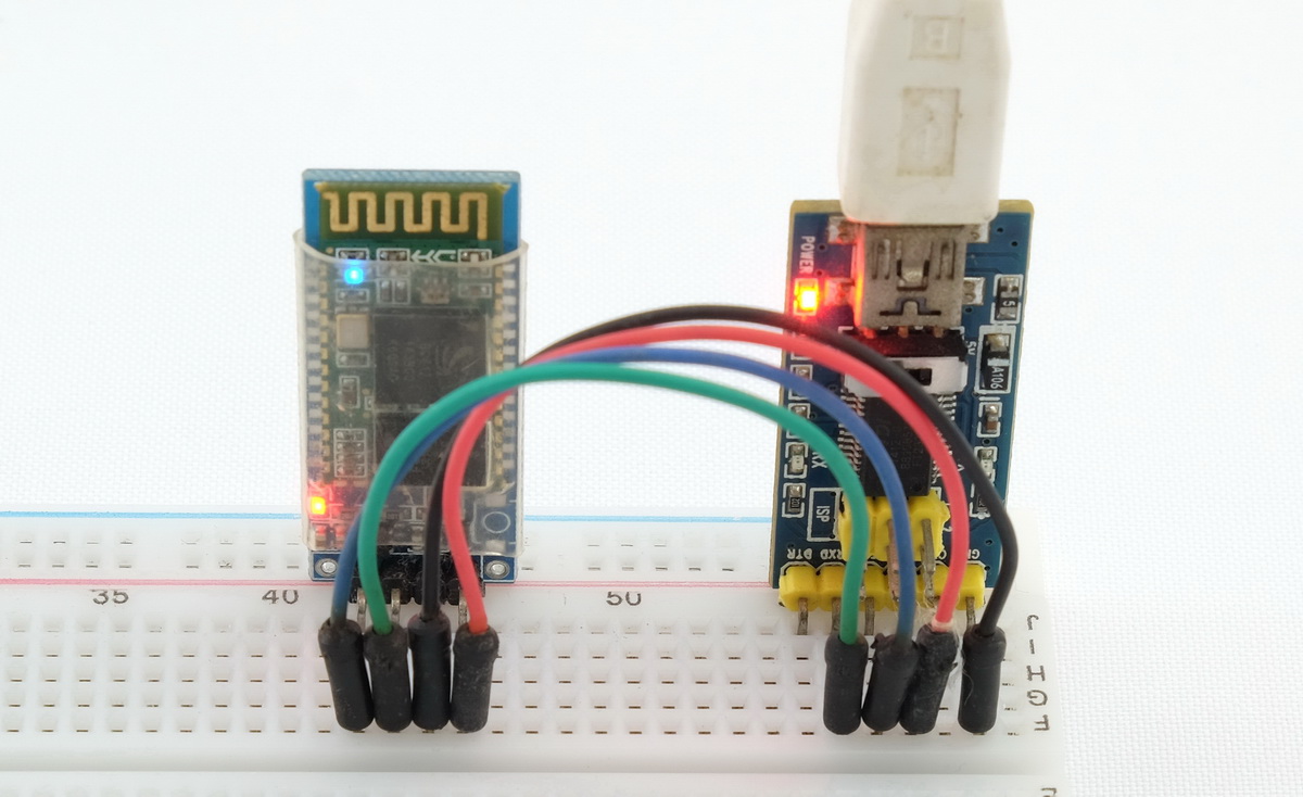 HC-06 подключение через USB-UART на макетной плате