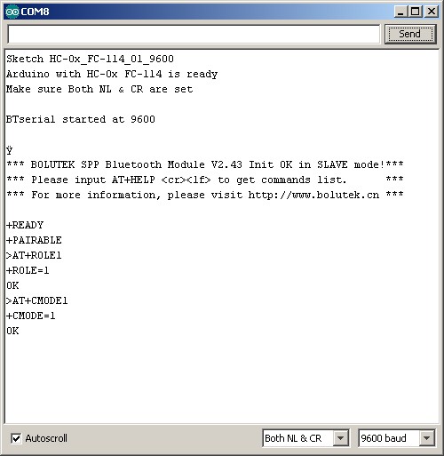 Ввод AT-команд для режима Master