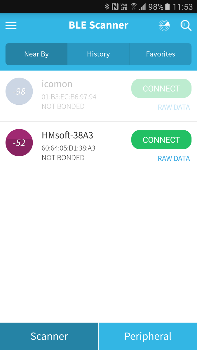 BLE Scanner — поиск HM-10