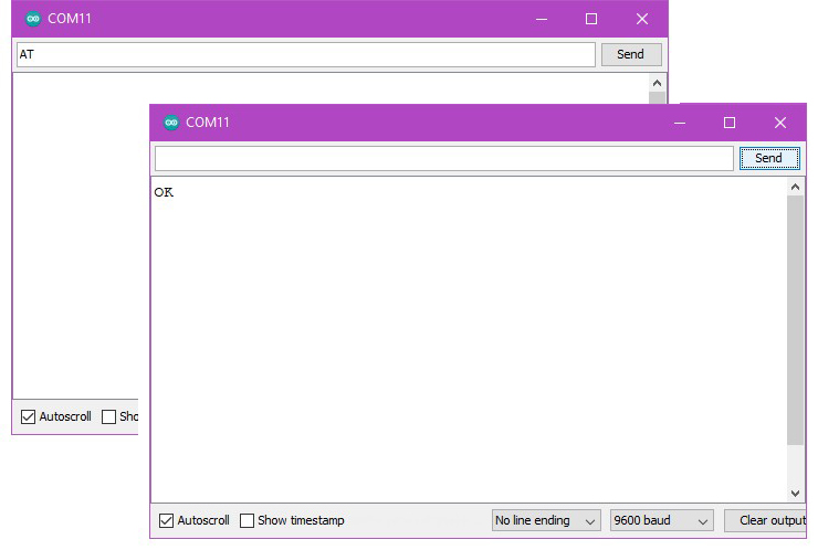 Ответ OK на команду AT