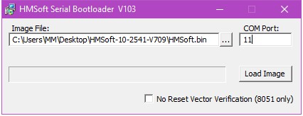 Интерфейс HMSoft с выбором файла и порта