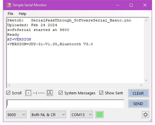 Ответ AT+VERSION
