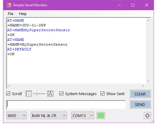 Результат AT+DEFAULT