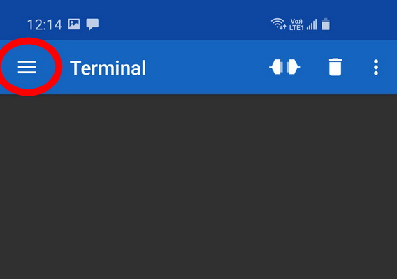 Меню Serial Bluetooth Terminal