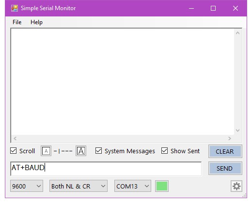 Отправка AT+BAUD