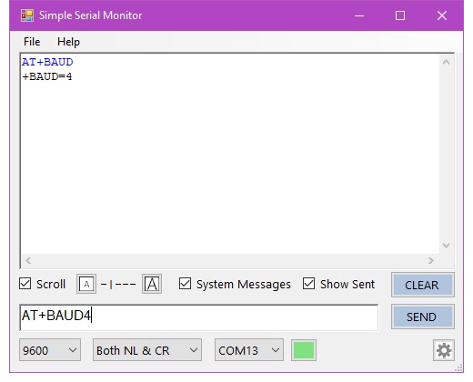 Установка AT+BAUD4