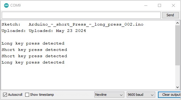 Serial Monitor -- короткие и длинные нажатия