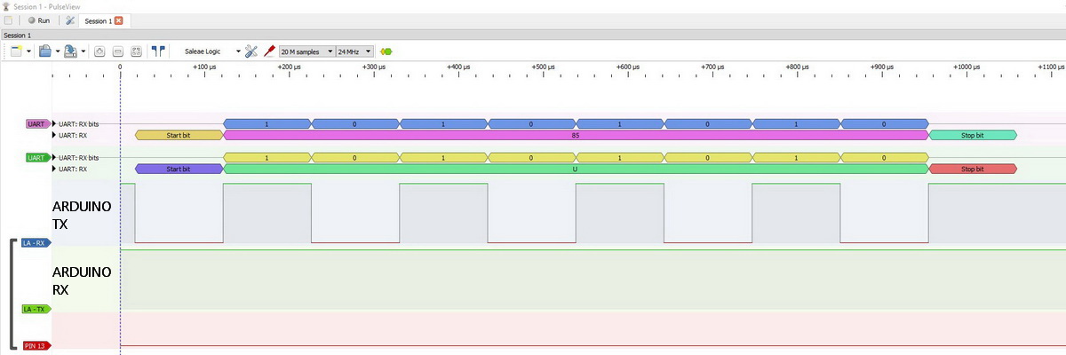 Символ U в PulseView