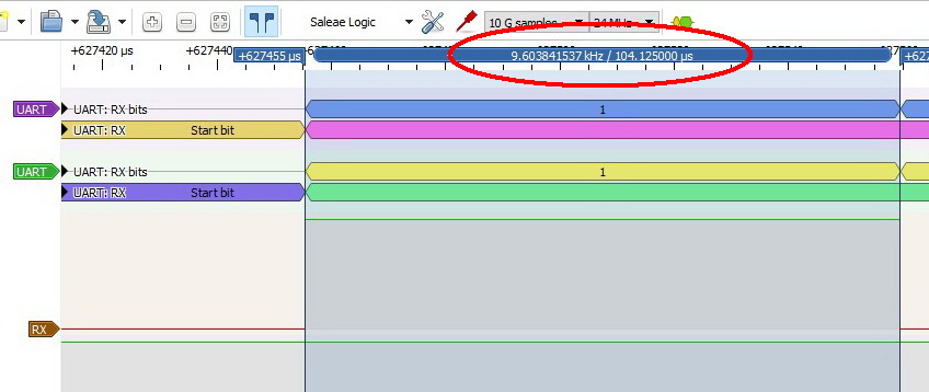 Время передачи бита в PulseView