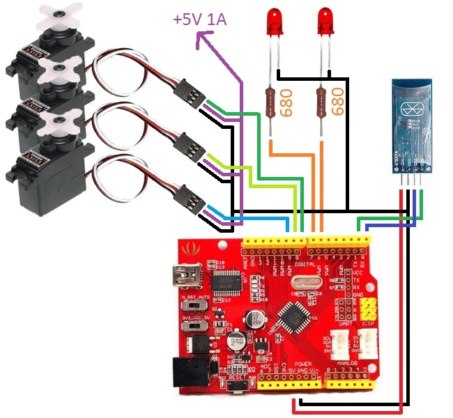 Электрическая схема картонного робота