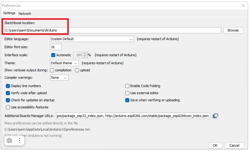 Открытие Serial Monitor