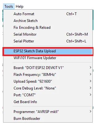 Открытие Serial Monitor