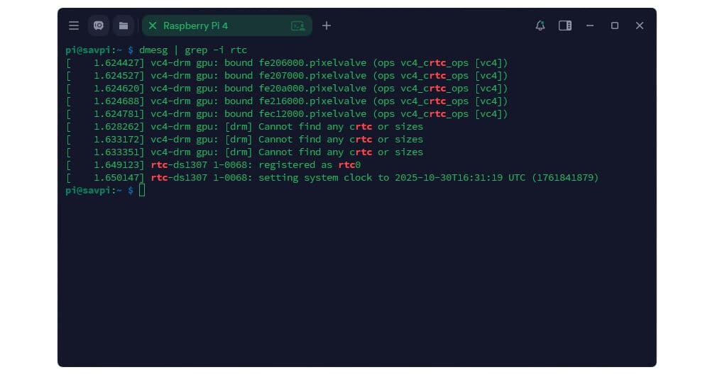 Вывод dmesg grep rtc