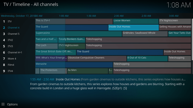Телепрограмма Tvheadend в LibreELEC