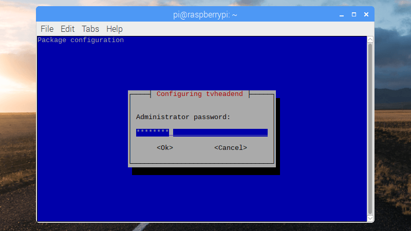 Настройка пароля Tvheadend