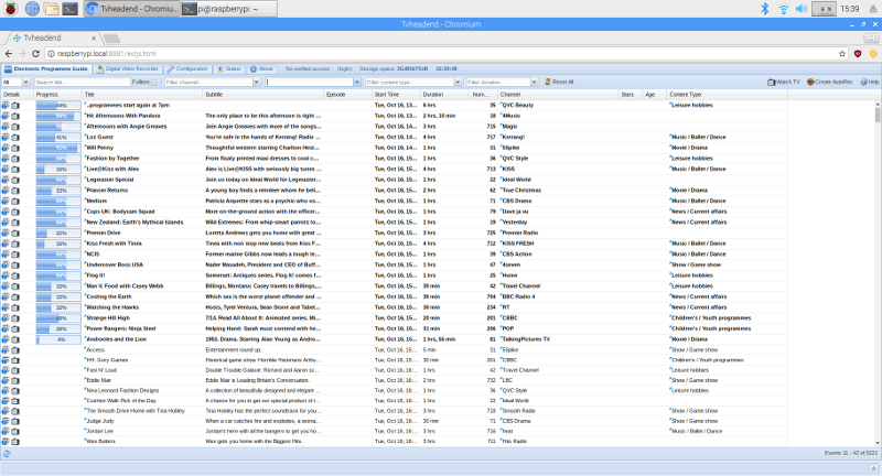 EPG Tvheadend