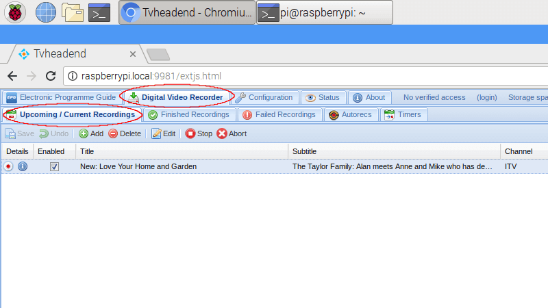 Записи Tvheadend