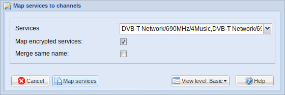 Сопоставление служб Tvheadend — шаг 2