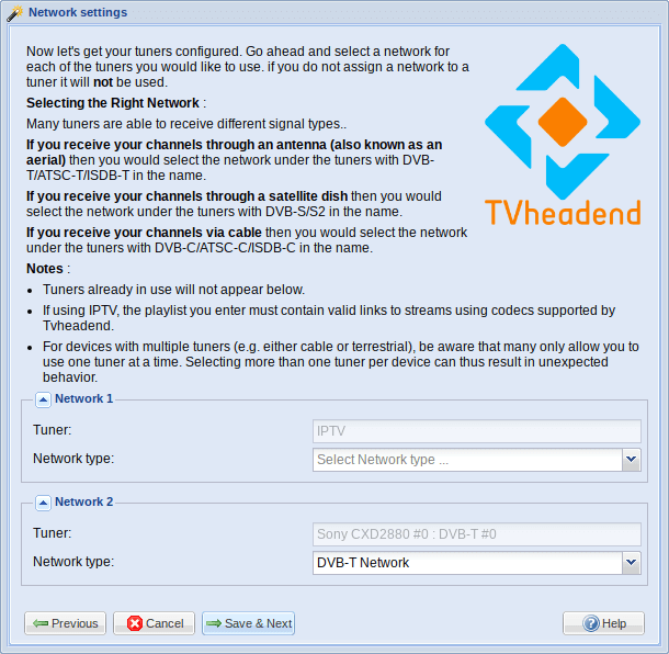 Мастер Tvheadend — тюнеры