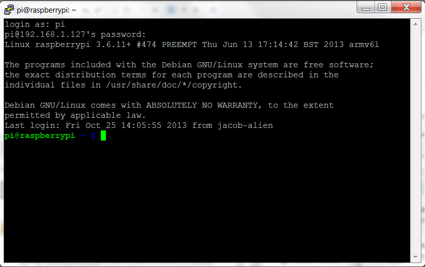 Вход в Raspberry Pi через PuTTY