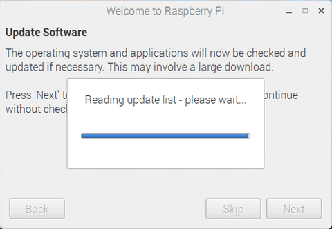 Экран обновления программного обеспечения Raspberry Pi