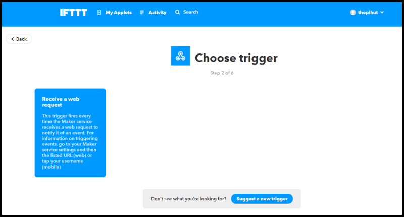 Триггер апплета IFTTT