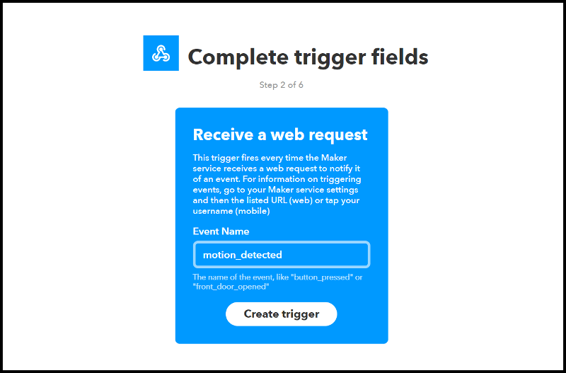 Детали триггера IFTTT