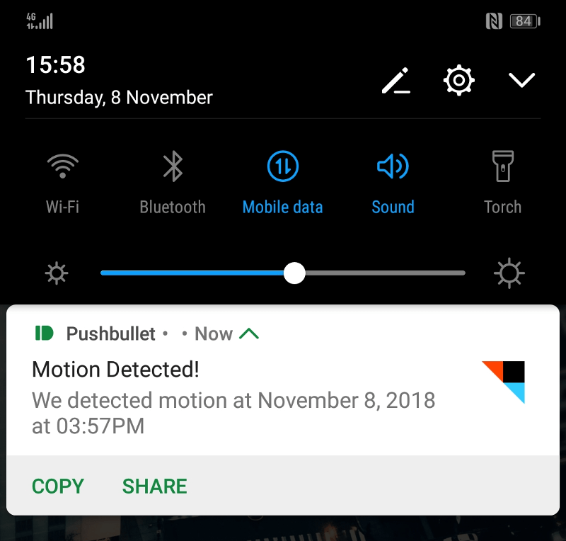 Уведомление Pushbullet