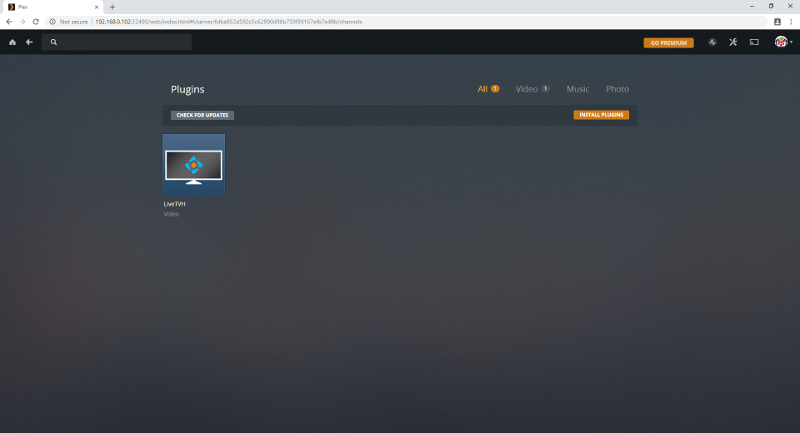 Плагин Plex LiveTVH