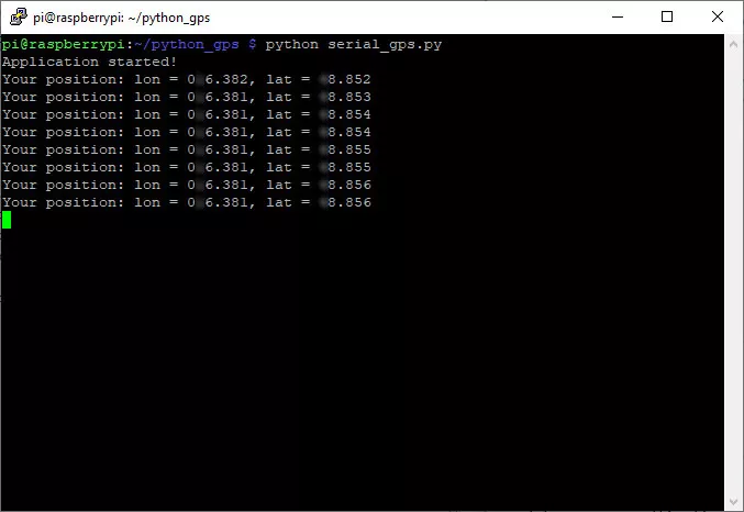 Вывод Python скрипта GPS