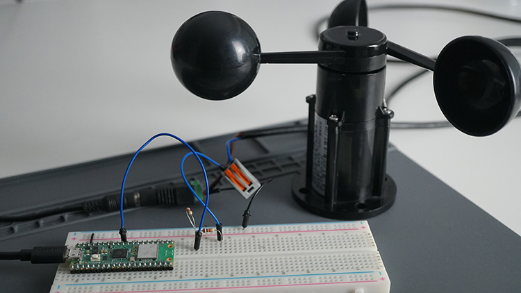 Схема подключения Raspberry Pi Pico с анемометром - датчиком ветра