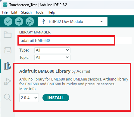 Установка библиотеки Adafruit BME680 в Arduino IDE
