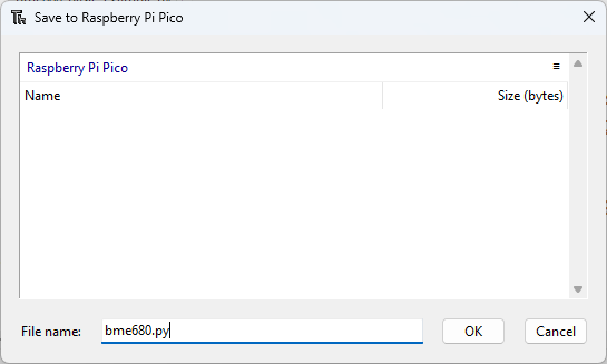 Сохранение библиотеки BME680 на Raspberry Pi Pico в Thonny IDE