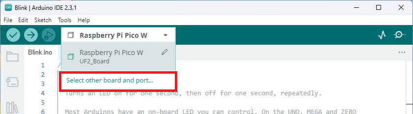 Arduino IDE 2 — выбор другой платы и порта