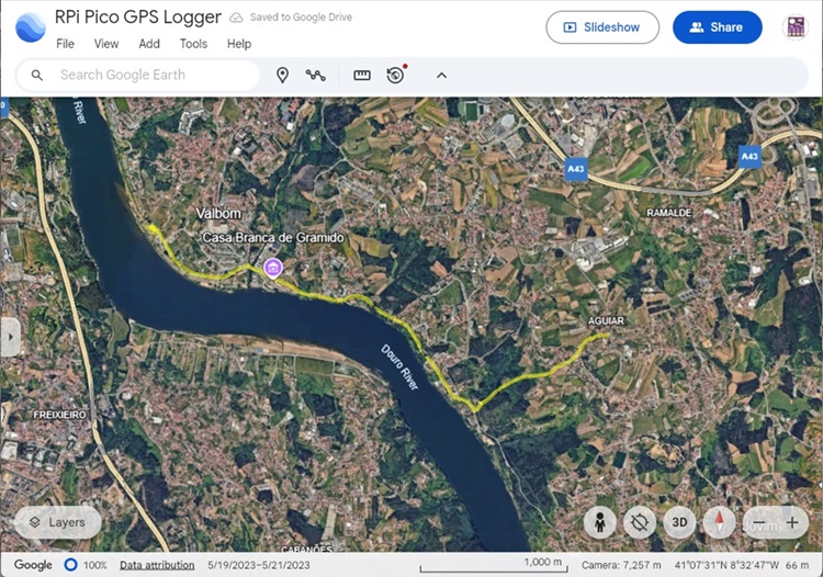 Rpi Pico с GPS-логгером NEO-M8N — отображение маршрута в Google Earth